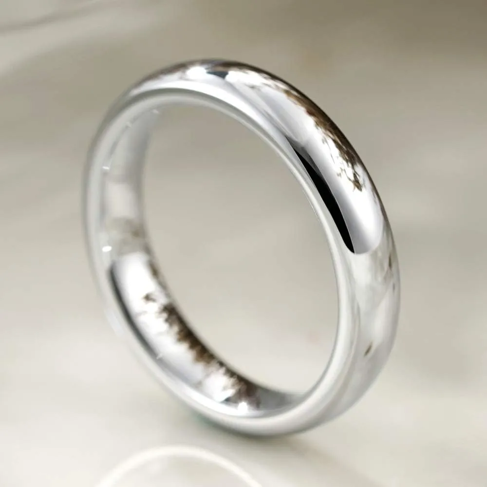 THREE KEYS JEWELRY 1mm 2mm 4mm 6mm 8mm Tungsten Wedding Ring for Women Mens Wedding Bands Silver/Back Domed Polished Engagement Band