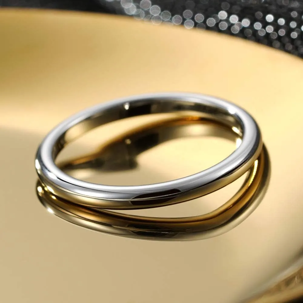 THREE KEYS JEWELRY 1mm 2mm 4mm 6mm 8mm Tungsten Wedding Ring for Women Mens Wedding Bands Silver/Back Domed Polished Engagement Band