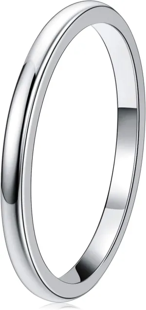 THREE KEYS JEWELRY 1mm 2mm 4mm 6mm 8mm Tungsten Wedding Ring for Women Mens Wedding Bands Silver/Back Domed Polished Engagement Band