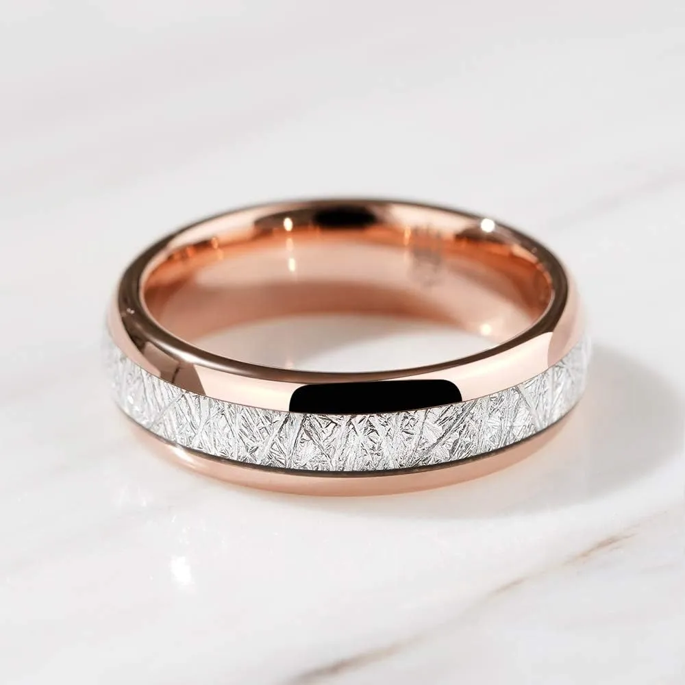 THREE KEYS JEWELRY 4mm 6mm 8mm Tungsten Wedding Ring Imitated Meteorite Rose Gold Polished Band Customized Ring/Personalized Ring