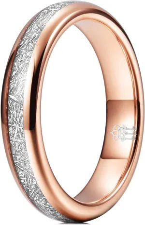 THREE KEYS JEWELRY 4mm 6mm 8mm Tungsten Wedding Ring Imitated Meteorite Rose Gold Polished Band Customized Ring/Personalized Ring