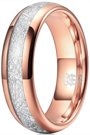 THREE KEYS JEWELRY 4mm 6mm 8mm Tungsten Wedding Ring Imitated Meteorite Rose Gold Polished Band Customized Ring/Personalized Ring