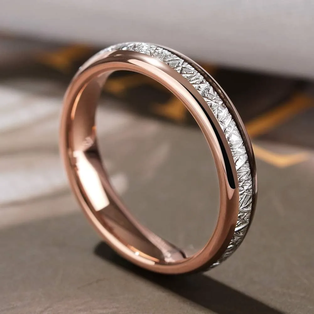 THREE KEYS JEWELRY 4mm 6mm 8mm Tungsten Wedding Ring Imitated Meteorite Rose Gold Polished Band Customized Ring/Personalized Ring