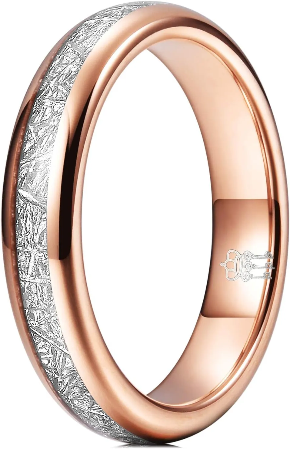 THREE KEYS JEWELRY 4mm 6mm 8mm Tungsten Wedding Ring Imitated Meteorite Rose Gold Polished Band Customized Ring/Personalized Ring