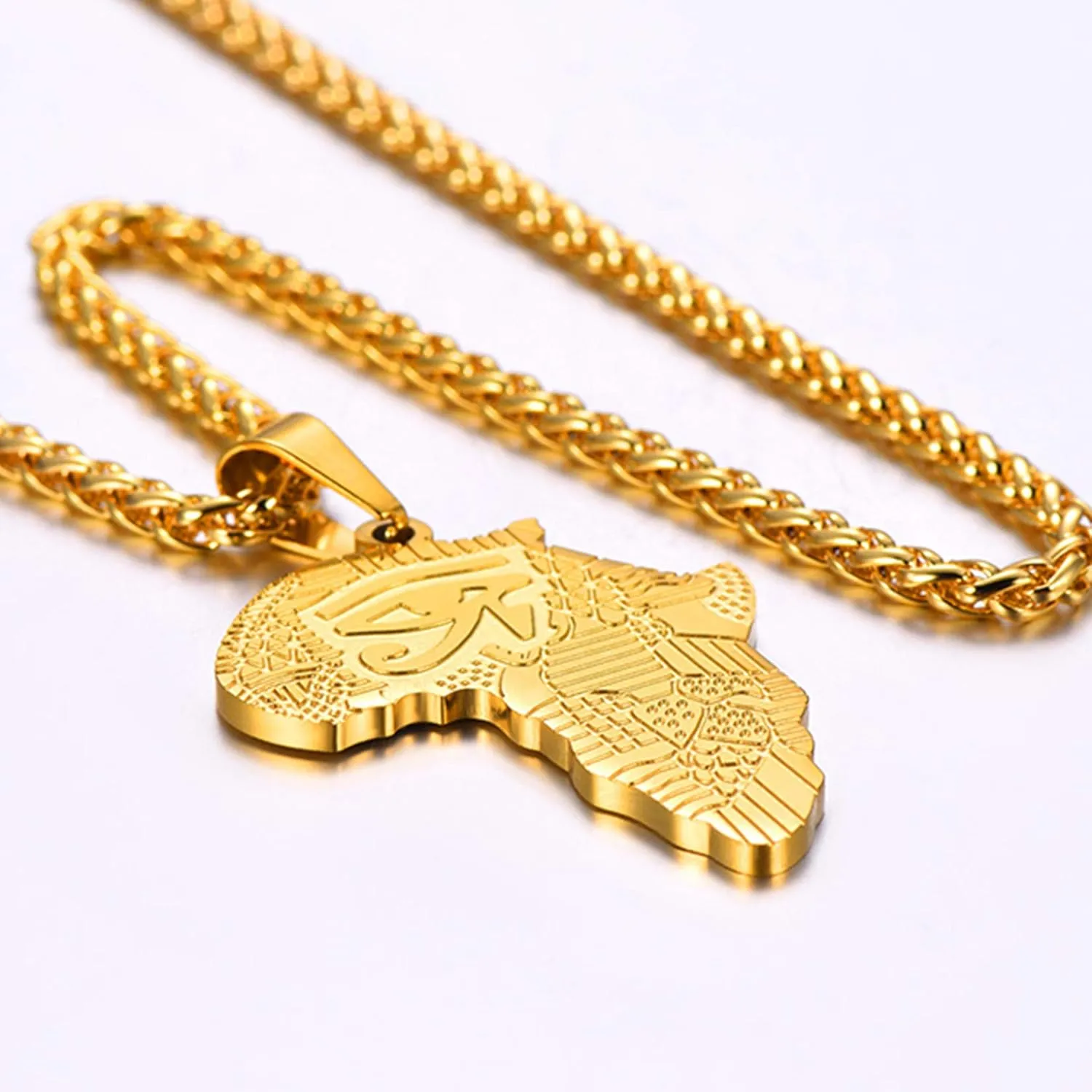 U7 Africa Map Necklaces for Men Women,Stainless Steel/18K Gold Plated African Country Map Jewelry