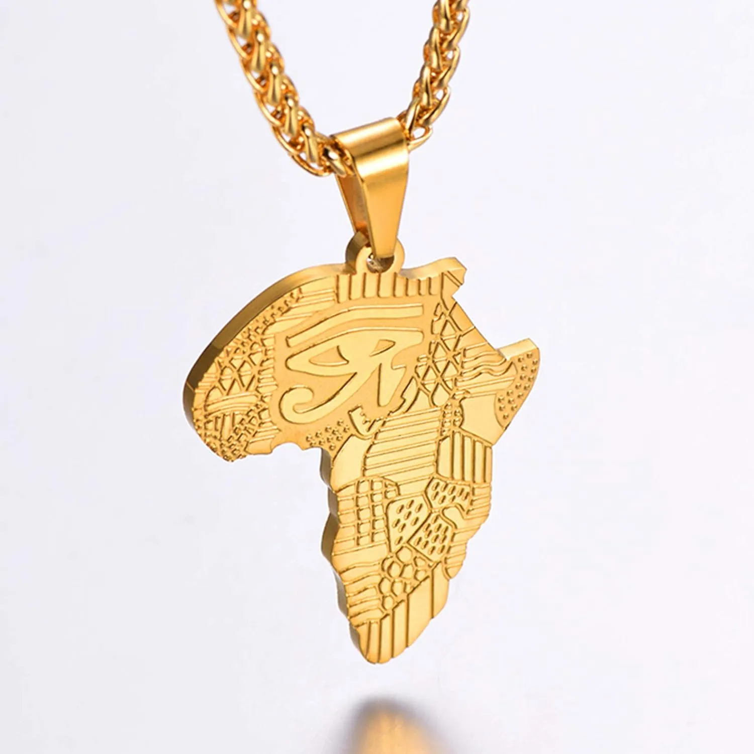 U7 Africa Map Necklaces for Men Women,Stainless Steel/18K Gold Plated African Country Map Jewelry