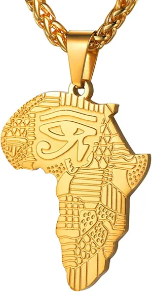 U7 Africa Map Necklaces for Men Women,Stainless Steel/18K Gold Plated African Country Map Jewelry