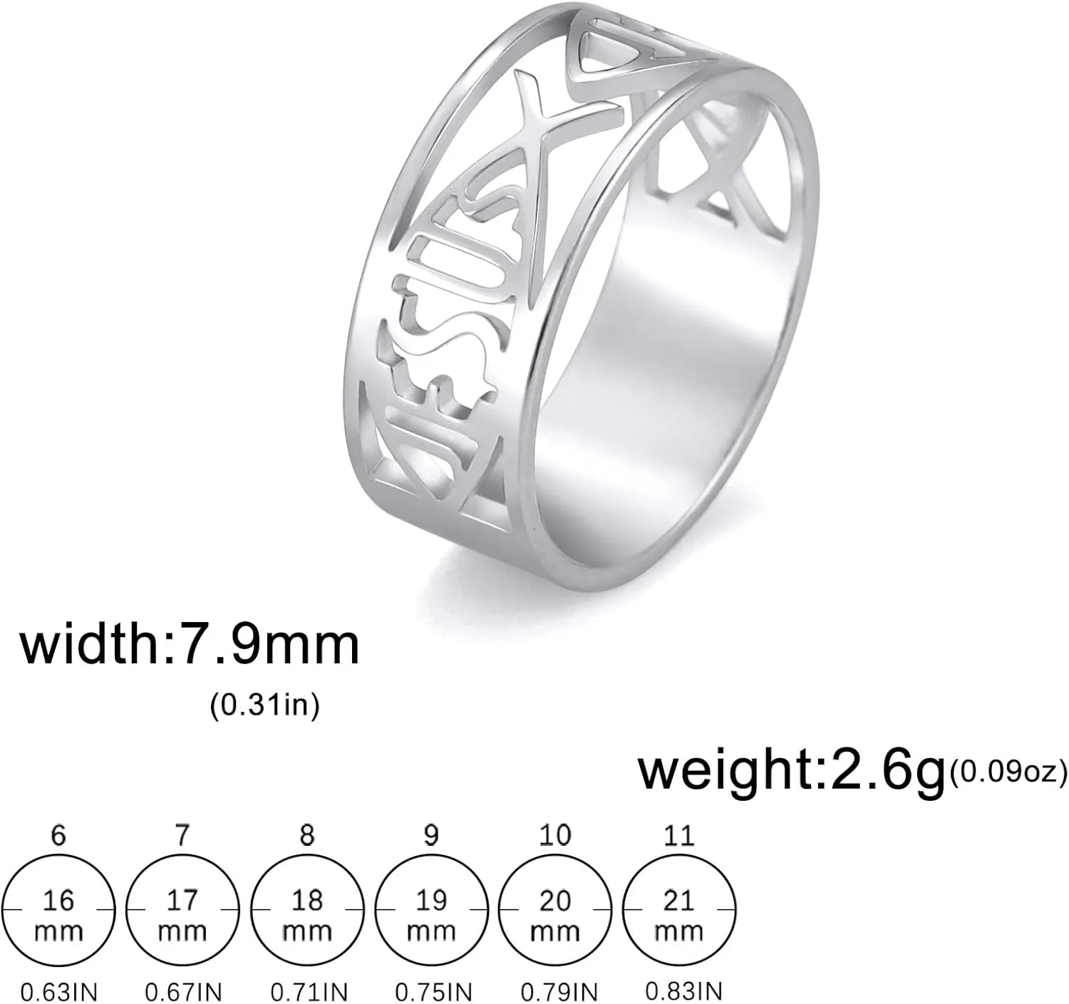 UNIFT Jesus Fish Rings For Men Women Stainless Steel Skeleton Style Christian Symbol Jesus Fish Rings Faith Jewelry