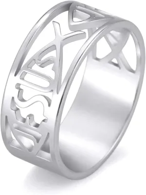 UNIFT Jesus Fish Rings For Men Women Stainless Steel Skeleton Style Christian Symbol Jesus Fish Rings Faith Jewelry