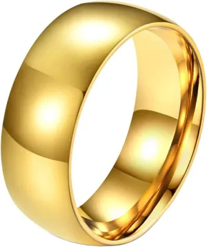 Unisex 4mm 6mm 8mm Stainless Steel Plain Dome Rings Couple Wedding Band Polished Comfort Fit