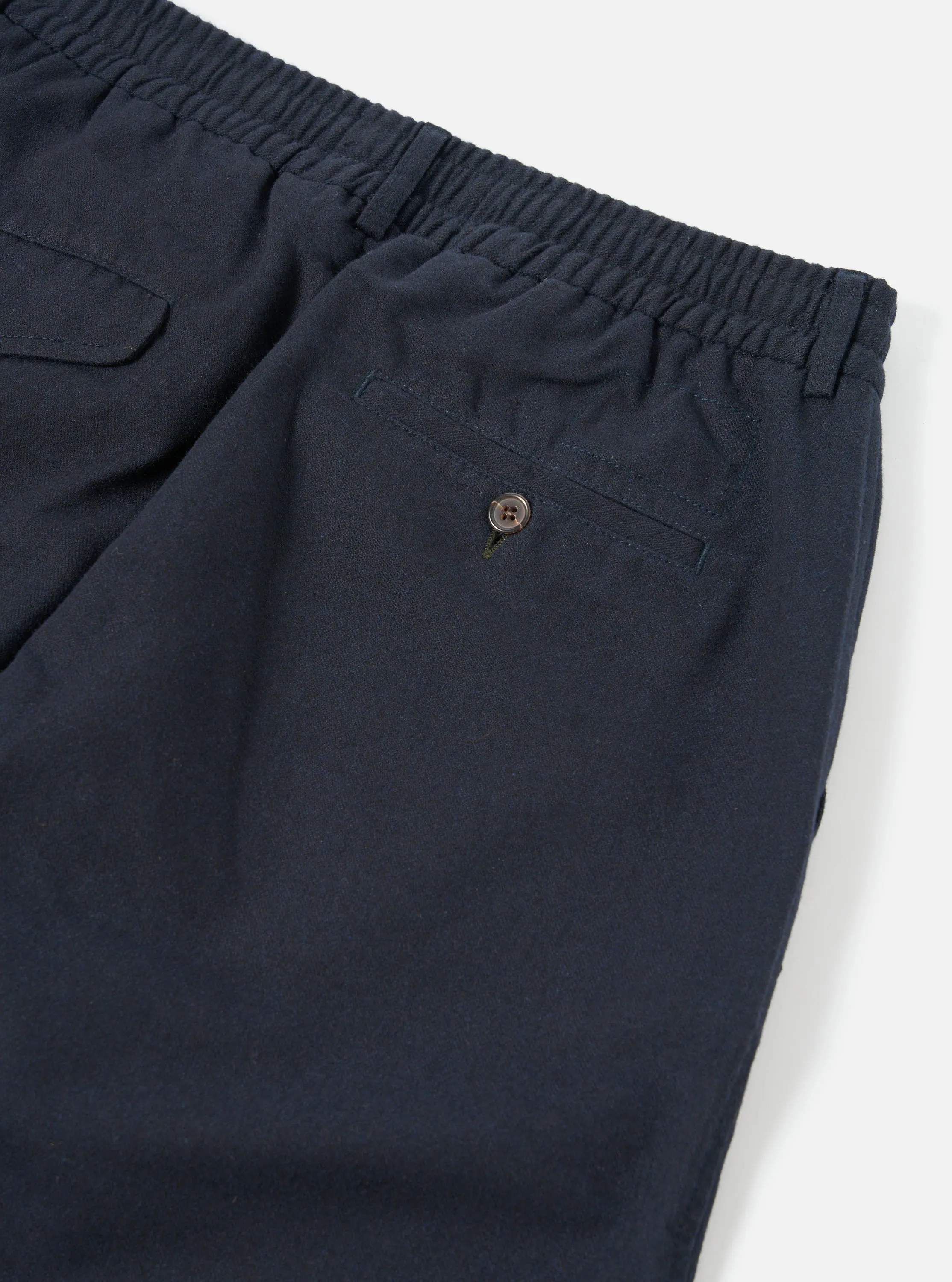 Universal Works Pleated Track Pant in Navy Upcycled Italian Tweed