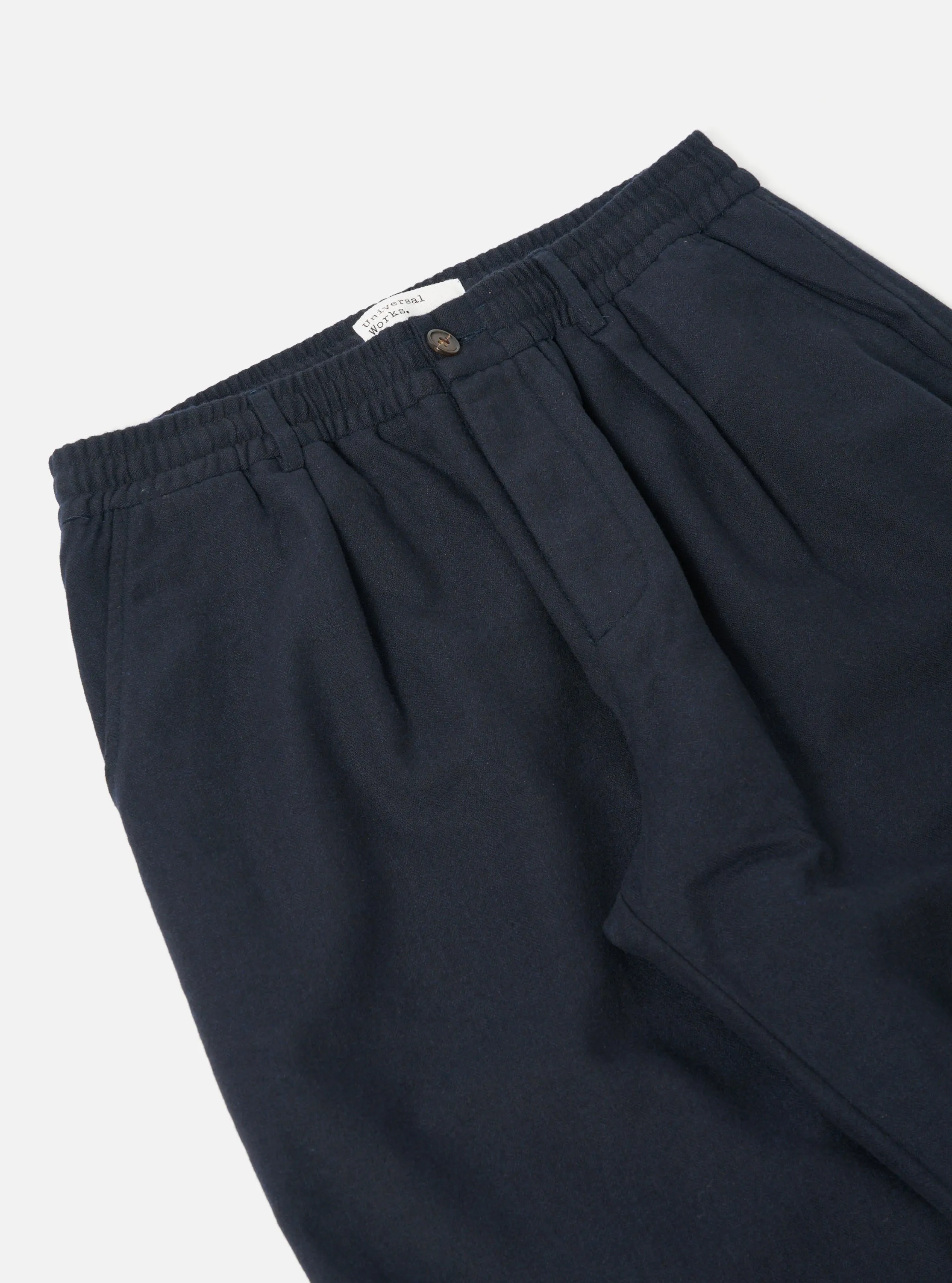 Universal Works Pleated Track Pant in Navy Upcycled Italian Tweed