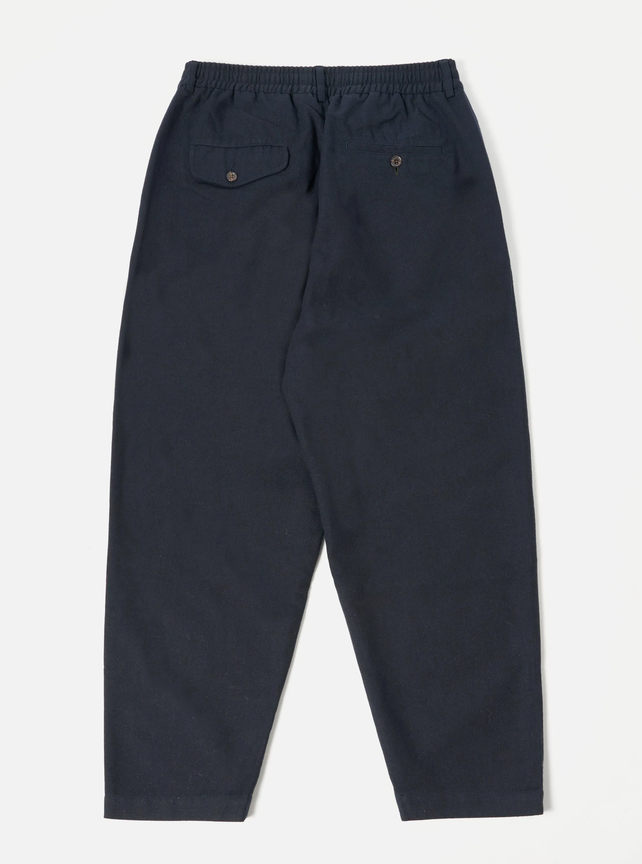 Universal Works Pleated Track Pant in Navy Upcycled Italian Tweed