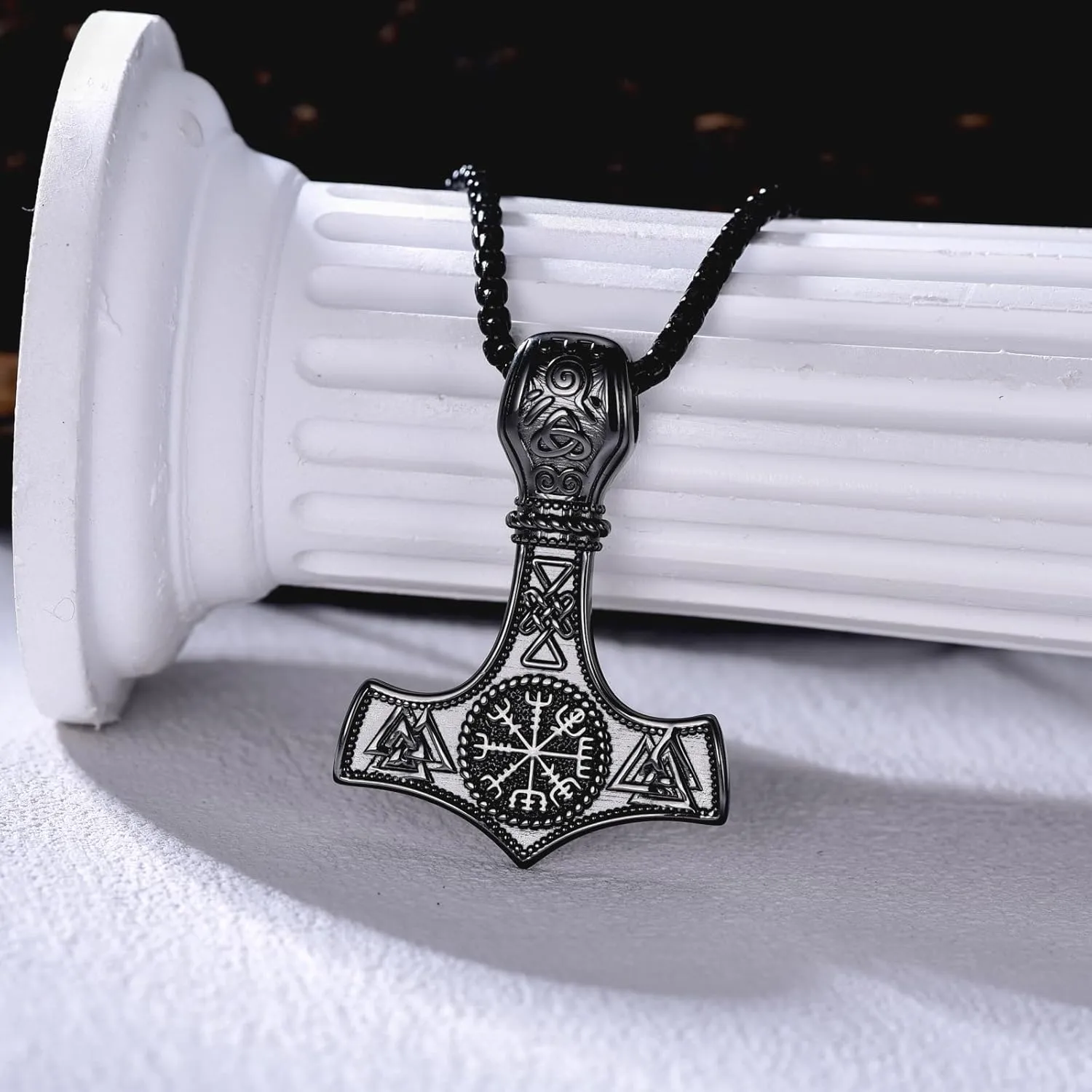 Viking Arrowhead/Thors Hammer/Axe/Wolf Necklace for Men 925 Sterling Silver Viking Norse Pagan Jewelry Gifts for Women