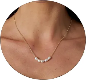 VIROMY Dainty Pearl Choker Necklace for Women 14K Gold Plated Pearl Necklaces Simple Trendy Everyday Jewelry