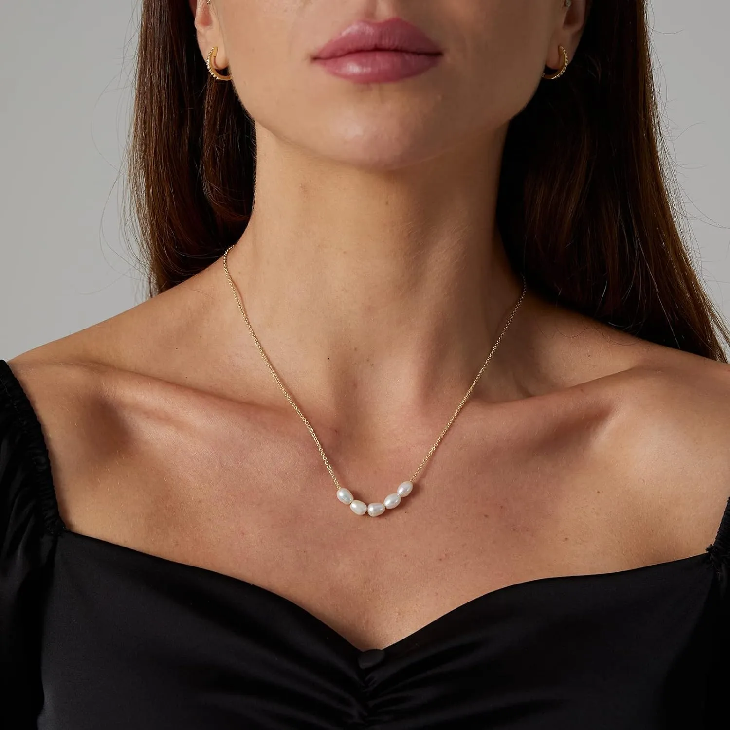VIROMY Dainty Pearl Choker Necklace for Women 14K Gold Plated Pearl Necklaces Simple Trendy Everyday Jewelry