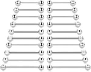 Vitaltyextracts Nipple Piercing Jewelry Surgical Steel Barbells 14G Nipple rings Stainless Steel Bridge Tongue Ring for Women Men