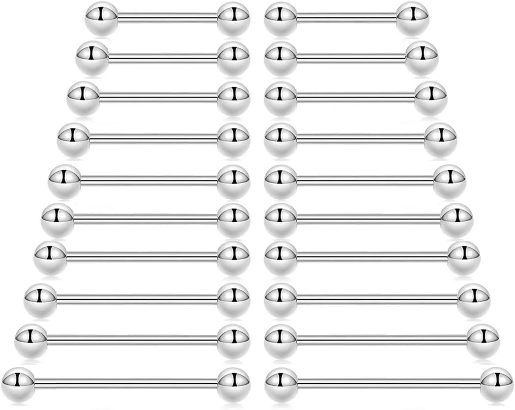 Vitaltyextracts Nipple Piercing Jewelry Surgical Steel Barbells 14G Nipple rings Stainless Steel Bridge Tongue Ring for Women Men