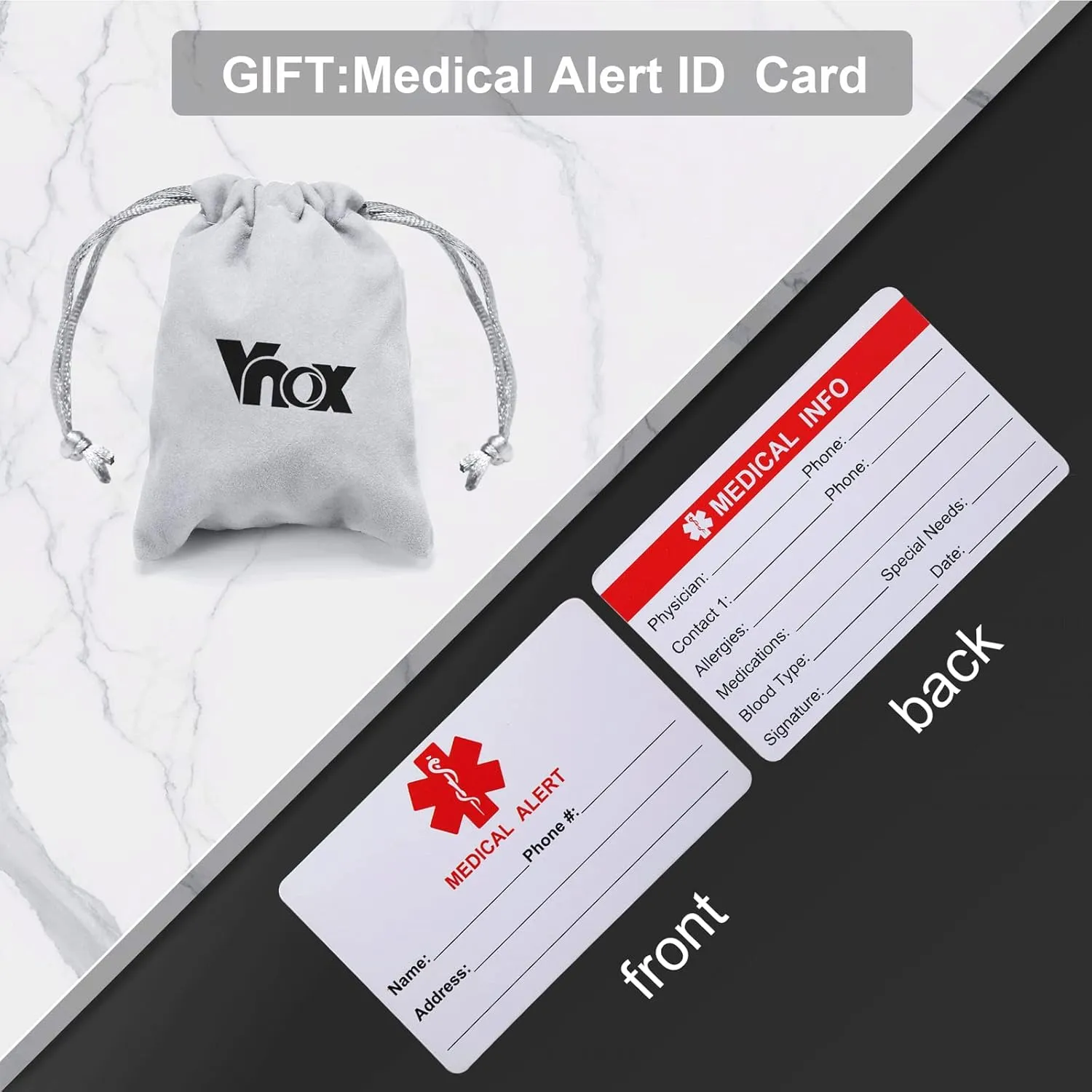 VNOX Medical Alert Bracelets for Men & Women Kids with Free Engraving Adjustable Stainless Steel Mesh Emergency Medical ID Bracelets Wristband