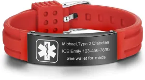 VNOX Medical Alert Bracelets for Men & Women Kids with Free Engraving Adjustable Stainless Steel Mesh Emergency Medical ID Bracelets Wristband