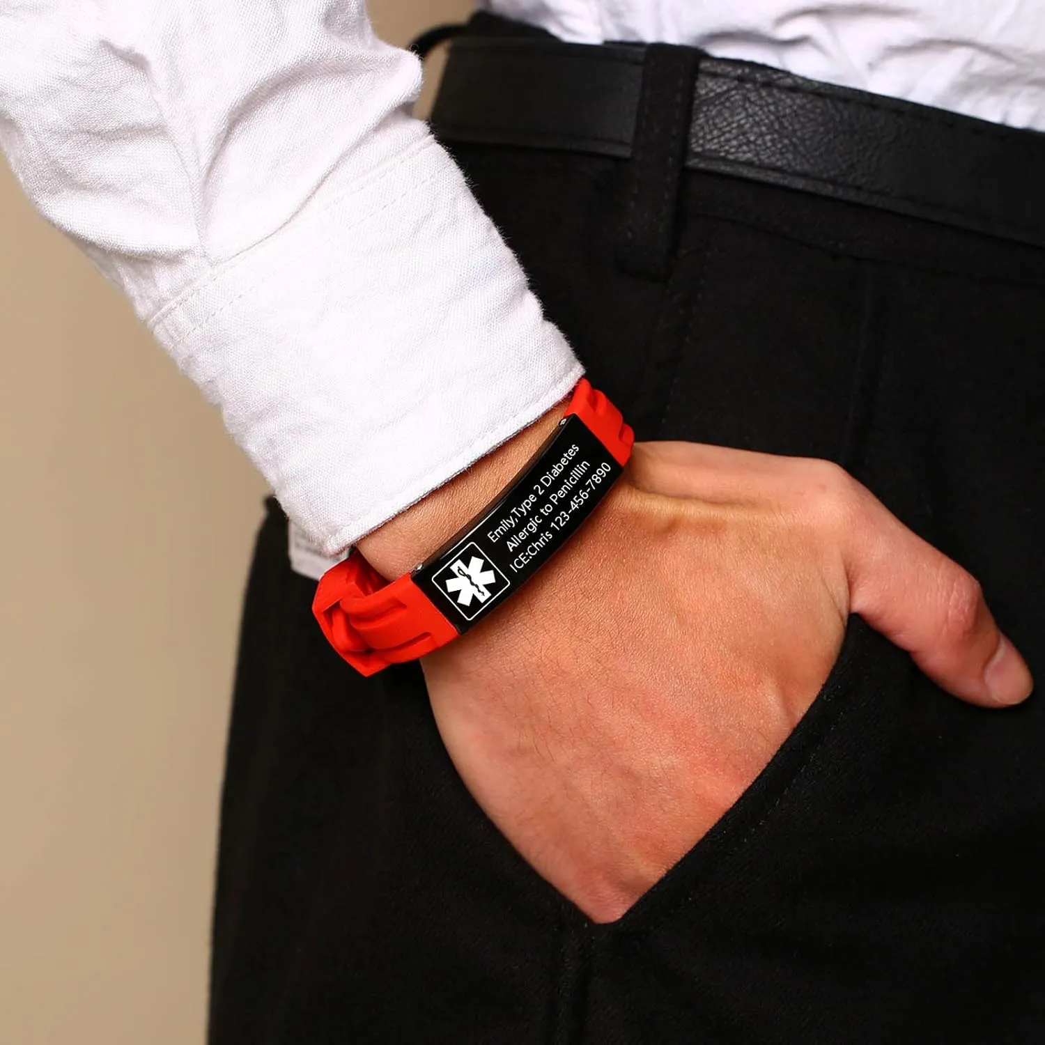 VNOX Medical Alert Bracelets for Men & Women Kids with Free Engraving Adjustable Stainless Steel Mesh Emergency Medical ID Bracelets Wristband