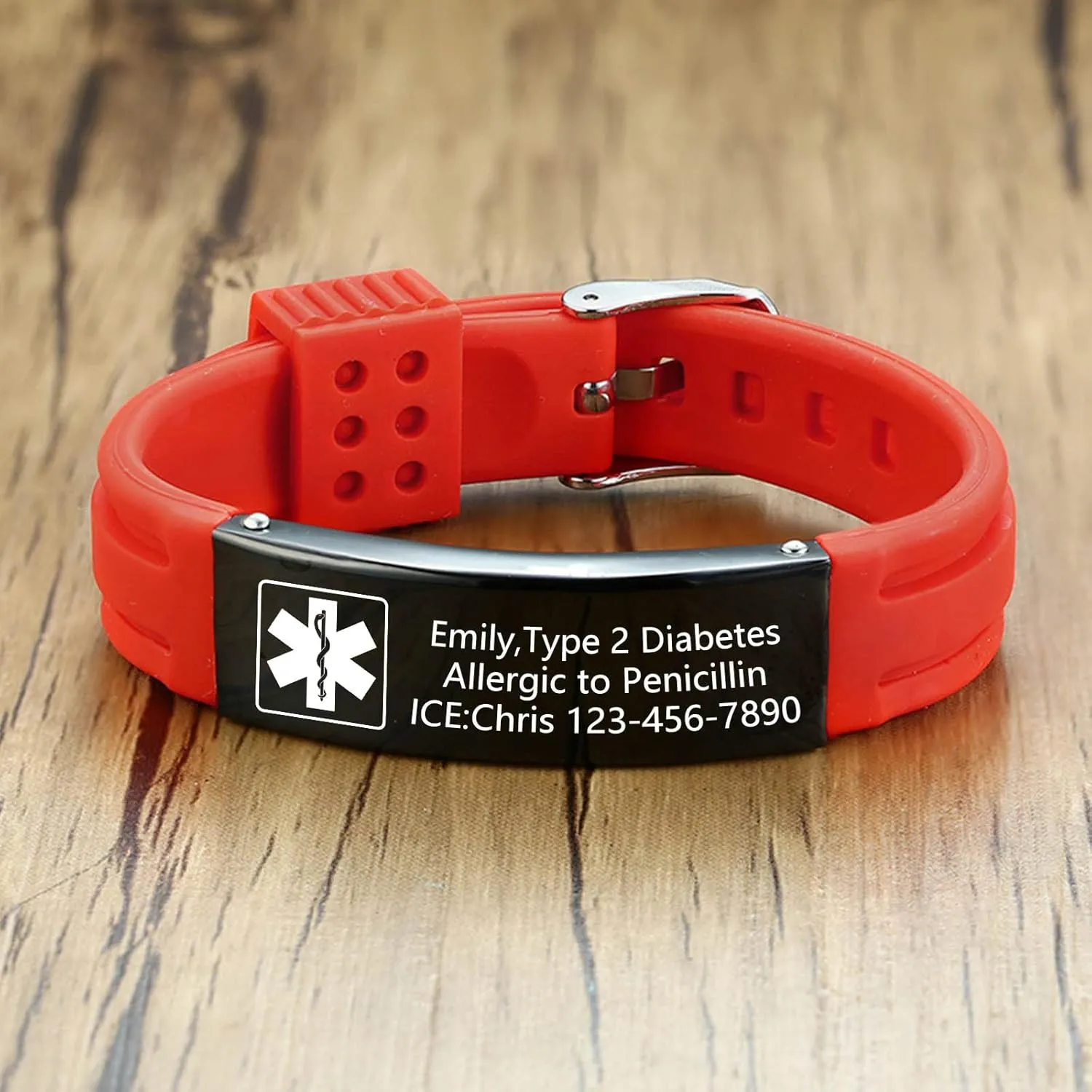 VNOX Medical Alert Bracelets for Men & Women Kids with Free Engraving Adjustable Stainless Steel Mesh Emergency Medical ID Bracelets Wristband