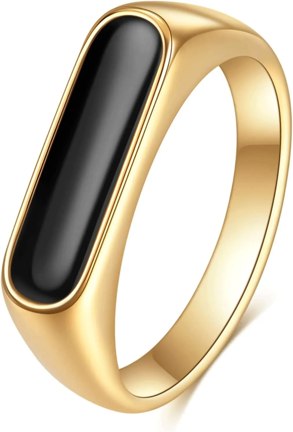 VQYSKO 6mm Signet Stainless Steel Band Ring14k Gold Plated Fashion Cute Stacking Wedding Engagement Fidget Ring fo Women Men Teen, Size 3-12
