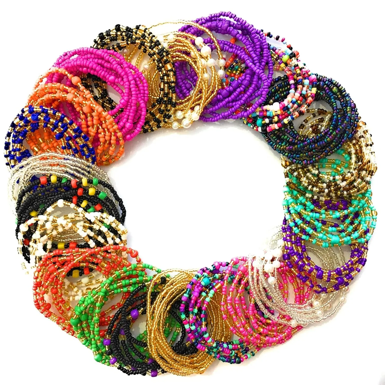 Waist Bead 2 pcs, Sizes 40" to 57" Belly beads, Waist Bead Choose Color, Stretchy Elastic String, African Waist Beads, Body Chain, Beaded Belly Chain, Waist chain, Summer Jewelry, Bikini Jewelry