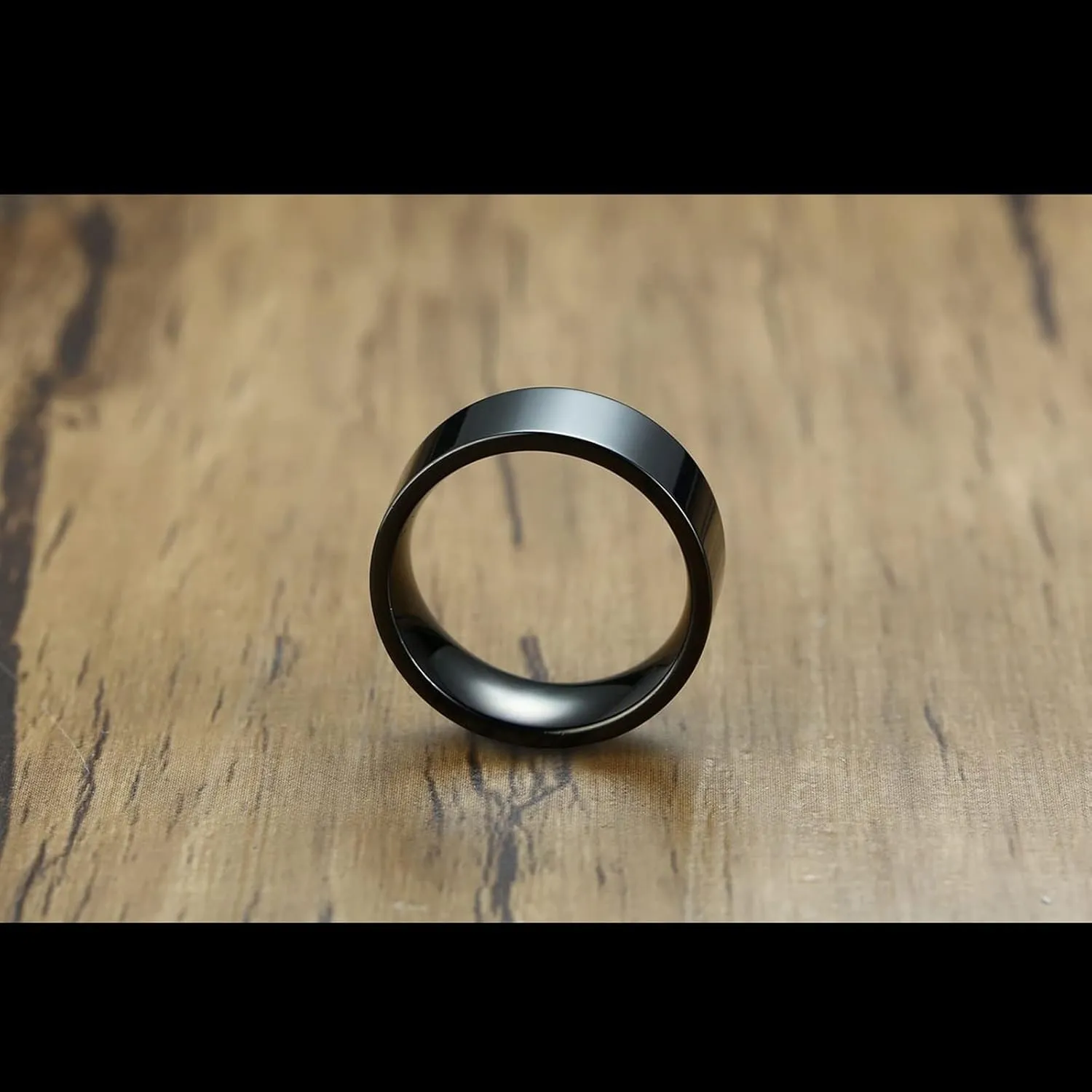 Wedding Rings for Couples Set Stainless Steel, Rings for Men and Women Couple Size 7-11 High Polished Black Ring 8MM