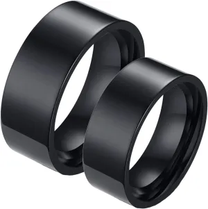 Wedding Rings for Couples Set Stainless Steel, Rings for Men and Women Couple Size 7-11 High Polished Black Ring 8MM