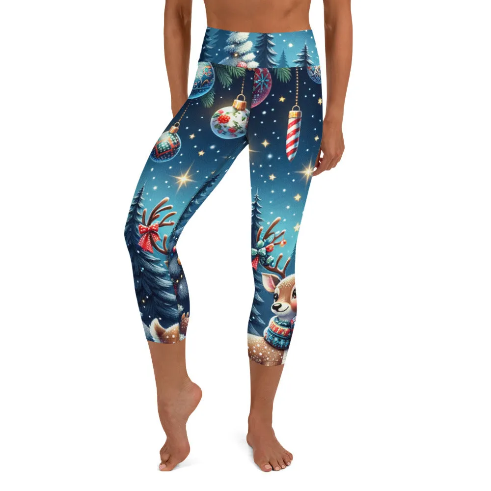 Whimsical Winter Wear Yoga Capri Leggings