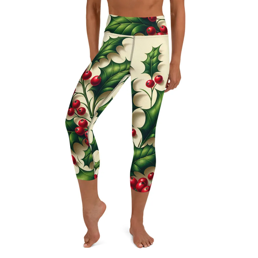Whimsical Winter Wear Yoga Capri Leggings