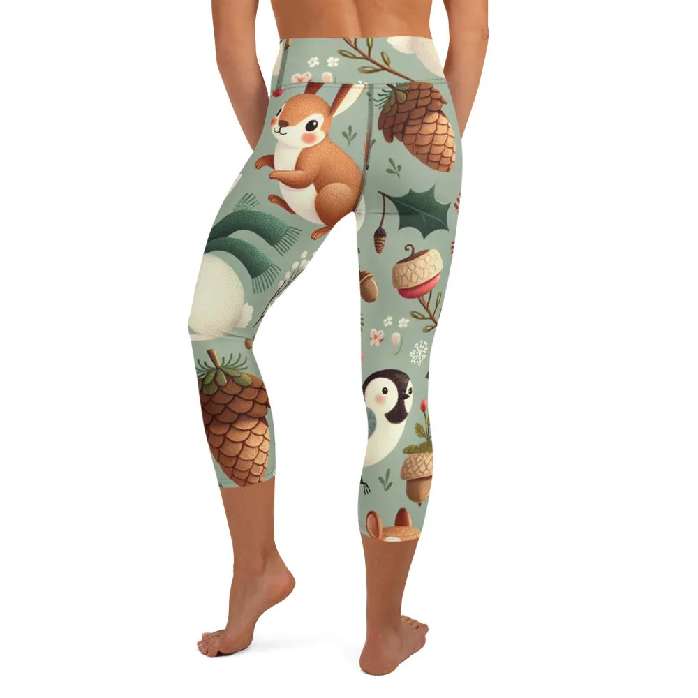 Whimsical Winter Wear Yoga Capri Leggings
