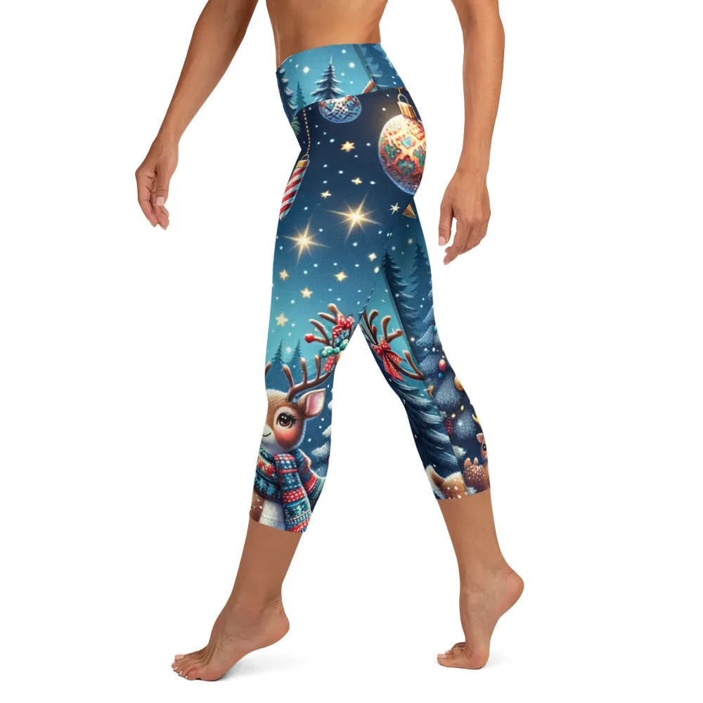 Whimsical Winter Wear Yoga Capri Leggings