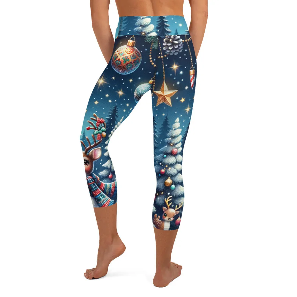 Whimsical Winter Wear Yoga Capri Leggings