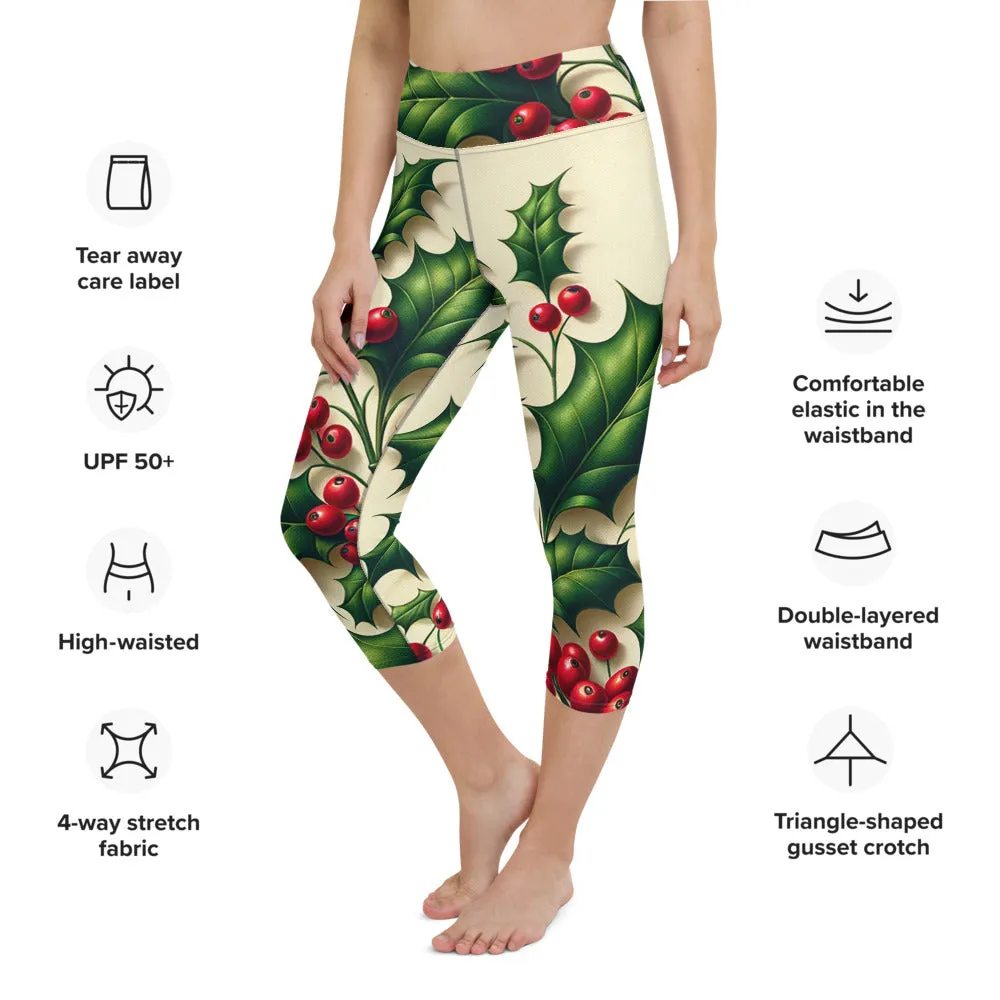Whimsical Winter Wear Yoga Capri Leggings