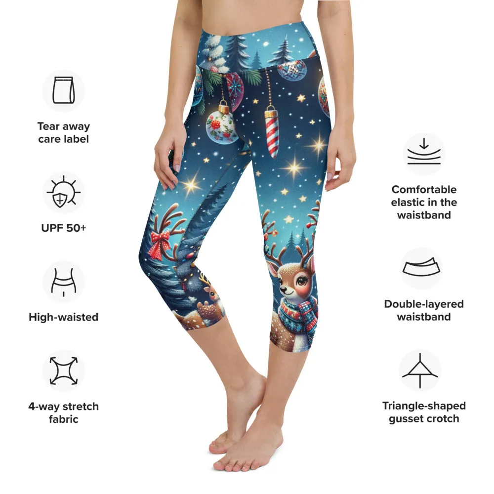 Whimsical Winter Wear Yoga Capri Leggings