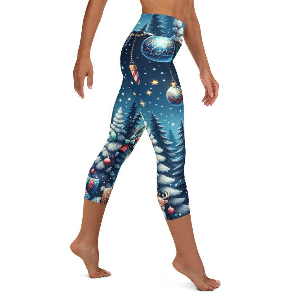 Whimsical Winter Wear Yoga Capri Leggings