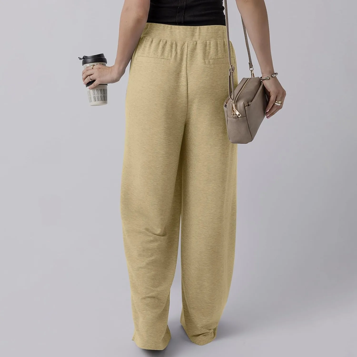 Wide Leg Sweatpants Women Baggy High Elastic Waist Loose Yoga Pants with Pockets Fleece Lined Athletic Golf Joggers
