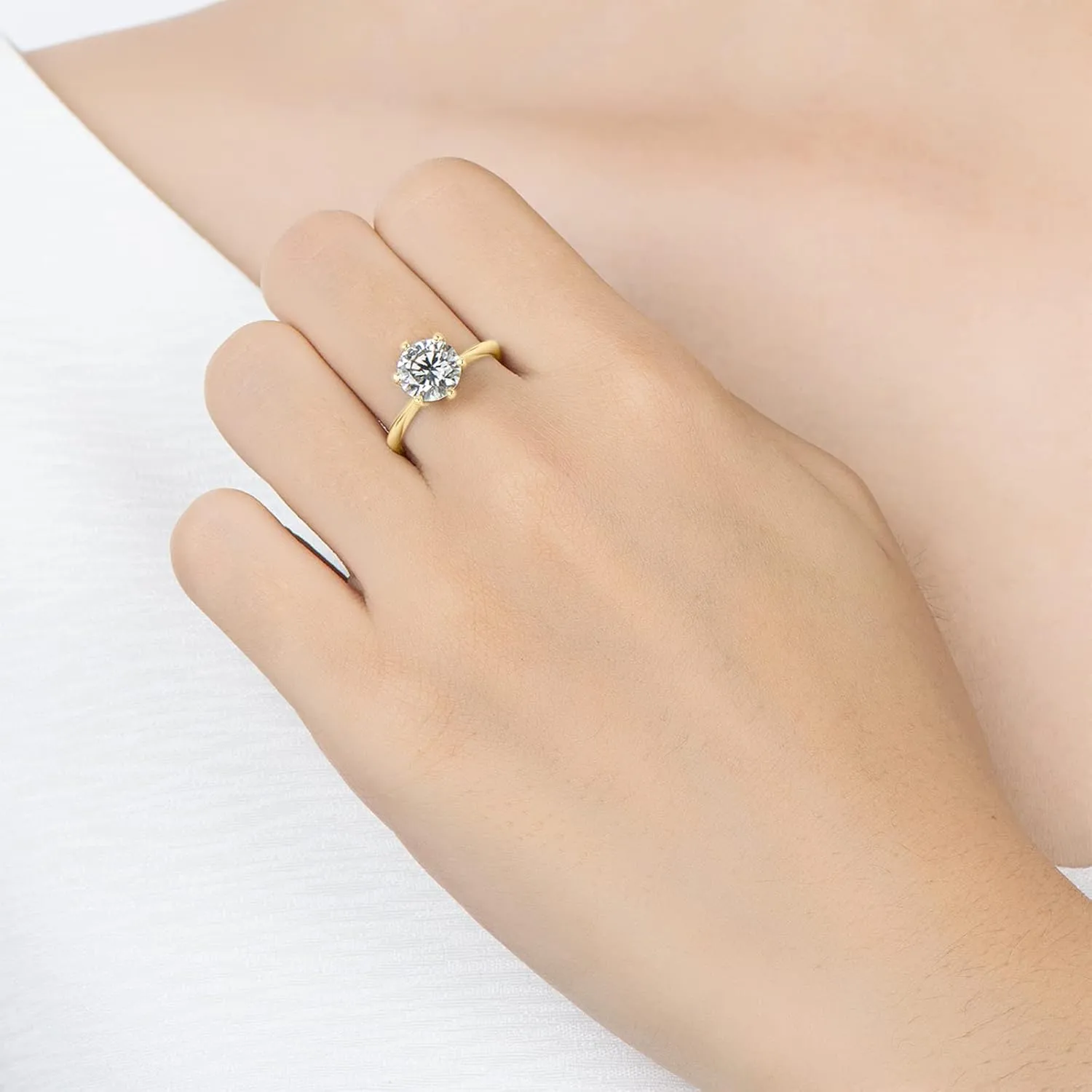 WOAINI 0.5/1/2/3 Carat Moissanite Ring for Women Prong-Setting, Eternity Promise Statement Solitaire Ring Band Sterling Silver Gold Plated, Diamond-Alternative Gift for Anniversary Wedding Engagement