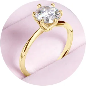 WOAINI 0.5/1/2/3 Carat Moissanite Ring for Women Prong-Setting, Eternity Promise Statement Solitaire Ring Band Sterling Silver Gold Plated, Diamond-Alternative Gift for Anniversary Wedding Engagement