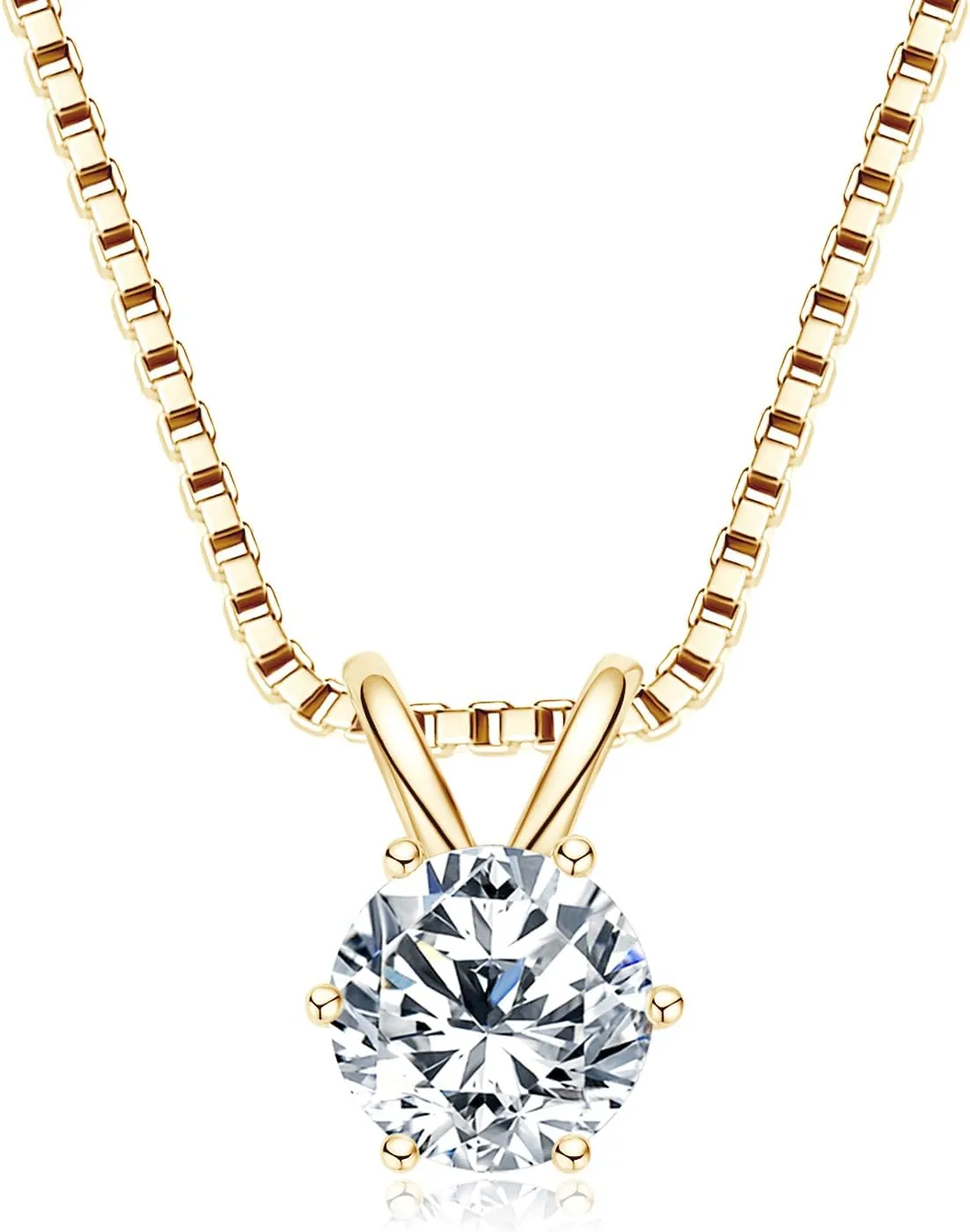 WOAINI 0.5/1/2/3 Carat Moissanite Solitaire Pendant Necklace in 925 Sterling Silver, Adjustable Necklaces Pendant 6-Prong-Set with Moissanite, 18" 2", Jewelry Gift for Women
