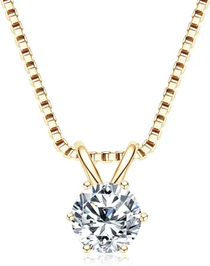 WOAINI 0.5/1/2/3 Carat Moissanite Solitaire Pendant Necklace in 925 Sterling Silver, Adjustable Necklaces Pendant 6-Prong-Set with Moissanite, 18" 2", Jewelry Gift for Women
