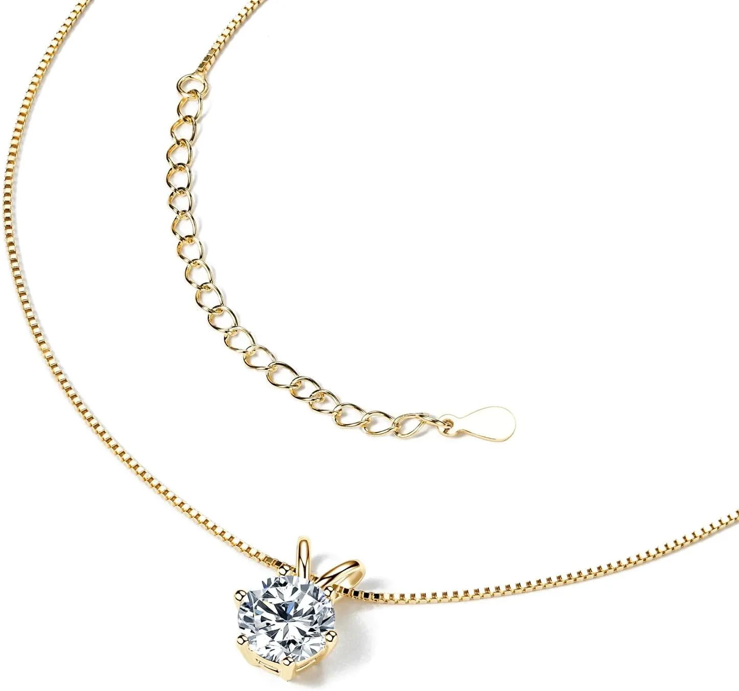 WOAINI 0.5/1/2/3 Carat Moissanite Solitaire Pendant Necklace in 925 Sterling Silver, Adjustable Necklaces Pendant 6-Prong-Set with Moissanite, 18" 2", Jewelry Gift for Women