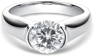 WOAINI 2 Carat Moissanite Ring Solitaire Bezel Setting, Eternity Promise Statement Rings Band with Sterling Silver Gold Plated, Diamond-Alternative Perfect Gifts for Anniversary Wedding Engagement
