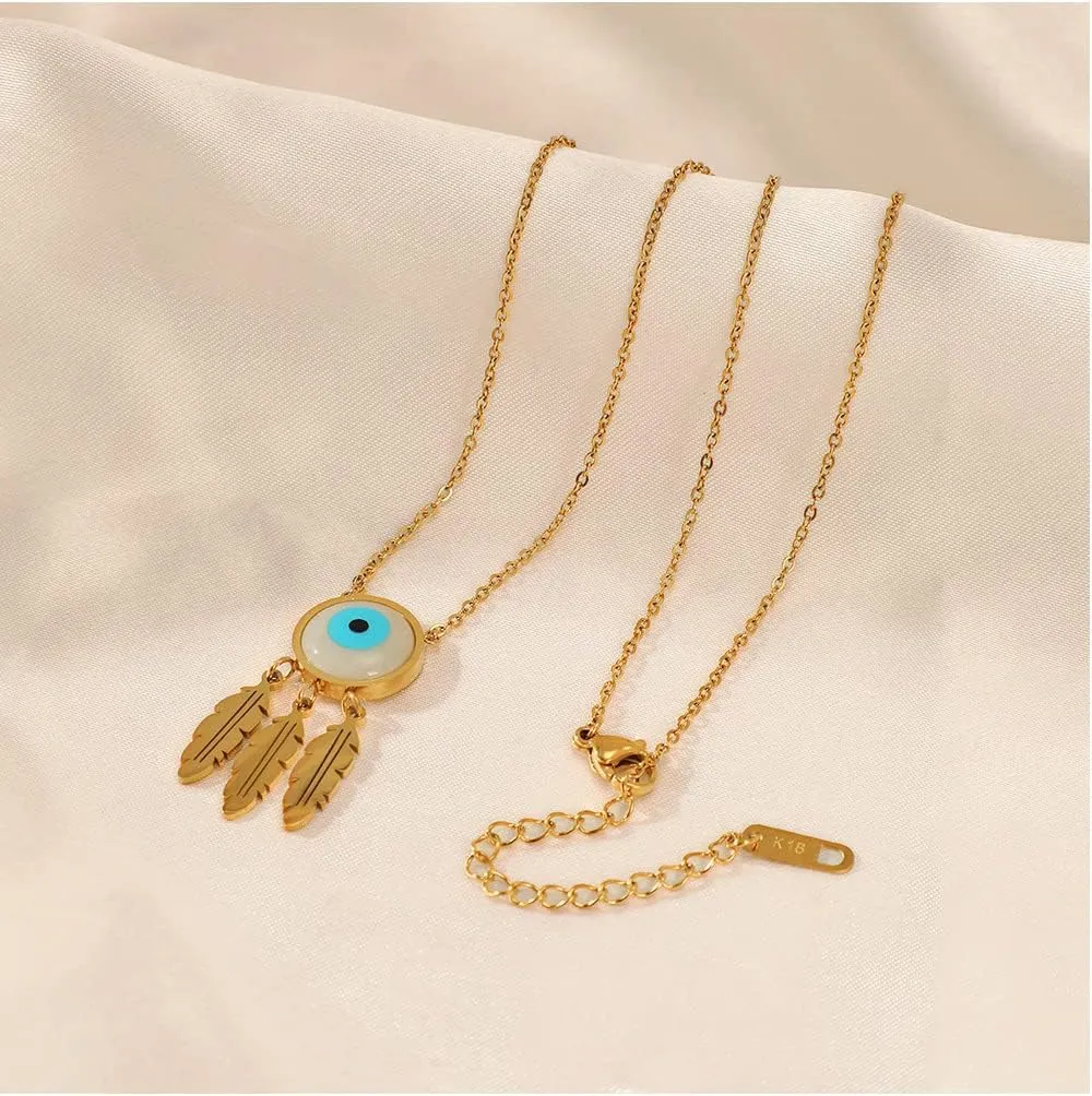 Women's Protection Necklace - Gold Evil Eye Pendant Trendy Layered Necklaces Fashion Jewelry for Women Grils