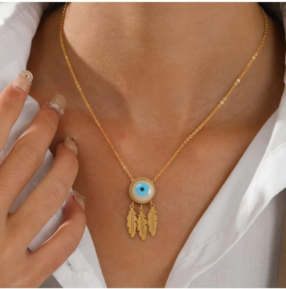 Women's Protection Necklace - Gold Evil Eye Pendant Trendy Layered Necklaces Fashion Jewelry for Women Grils