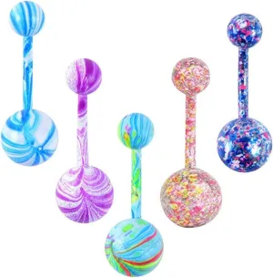 Wycian Navel Rings, Belly Rings for Women Hypoallergenic Multicolor Surgical Steel Round for Women Mother Body Piercing Jewelry