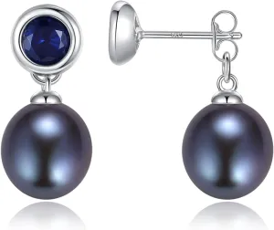 YAMI Pearl Drop & Dangle Earrings, Freshwater/Saltwater Cultured Pearl Baroque, 925 Sterling Silver Earrings with Cubic Zirconia, Hypoallergenic Jewelry Gifts for Women, 2 Ways to Wear