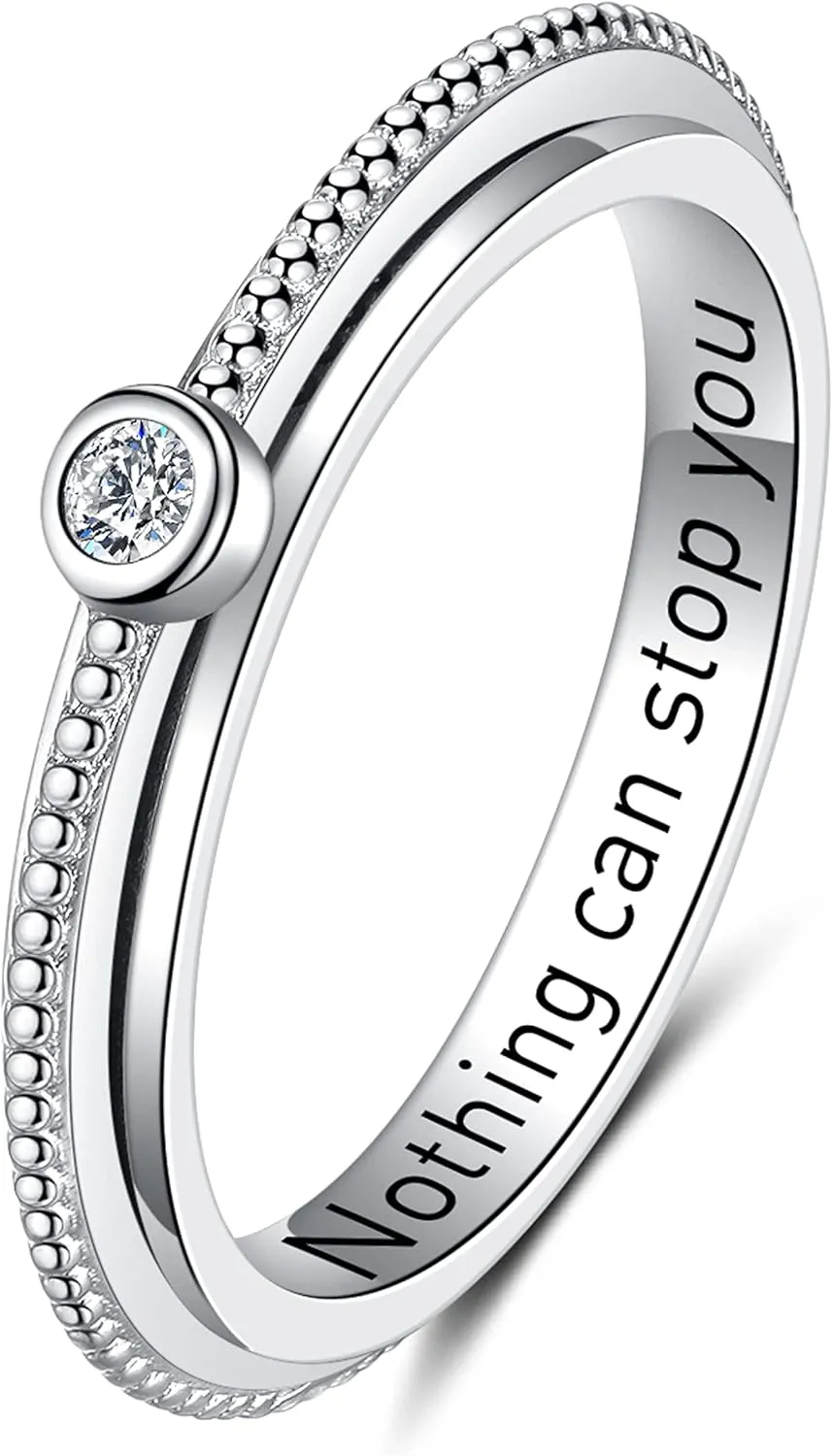 ZOEXUE Anxiety Spinner Ring - Cross/Moon Stars/Cubic Zirconia/Paw Print Sterling Silver ADHD Stress Relieving Ring Engagement Wedding Promise Band 5-10 Sizes